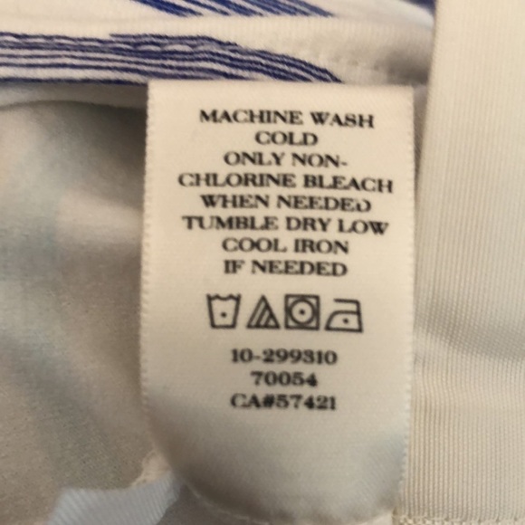 Ann Taylor large shades of blue striped mock wrap dress runs large - Picture 10 of 12